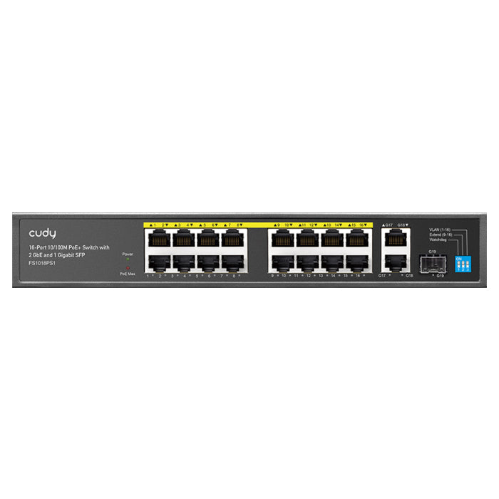 Cudy 16 Port Fast Ethernet PoE 190W 2 Gigabit 1SFP Switch